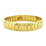 Tungsten Carbide Gold Plated Men's Link Bracelet (11mm Wide) - 8.5 Inches