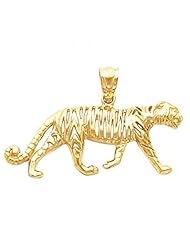 Tiger Pendant - 15.75 X 35.25 Mm - 14k Yellow Gold