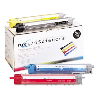 MEDIA SCIENCES MS43100VB High-cap laser toner, minolta/qms magicolor 3100, 1710504-001, 4-color value pak