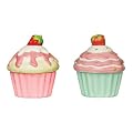 Premier Housewares Cupcake Assorted Mini Storage Jars, 7 cm Diameter x 8.2 cm Height, Set of 2, Pink/ Green