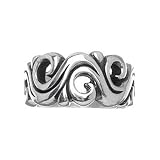 Sterling Silver Carved Wave Design Band Ring