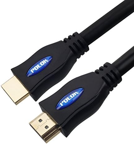 POLOK 3ft(1m) High-Speed Standard HDMI Cable - Supports 3D, 1080P, Ethernet and Audio Return for Xbox 360, PS3, Blu-ray, Pure Black Head, PVC Jacket, Type Male A to Type Male A