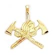 Firefighter Helmet & Axes Charm 14k Gold 13mm