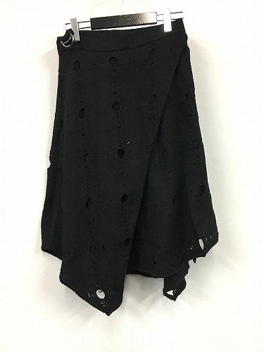 ゴムgomme/イレギュラーヘムスカート 黒×黒 GB-S93-021-3