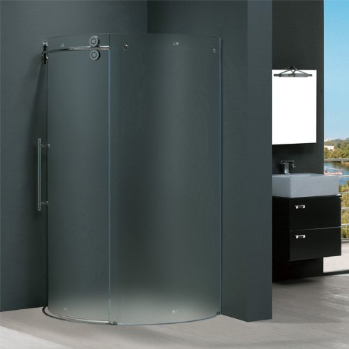 Vigo Industries VG6031CHMT40L Frameless Round Frosted Enclosure, Chrome