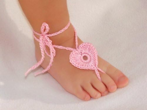 Hip Mall Cute Handmade Newborn Baby Knit Heart-shaped Barefoot Sandals Foot Ornaments