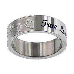 Christian Women's Stainless Steel Abstinence True Love Waits Floral Chastity Purity Ring for Girls