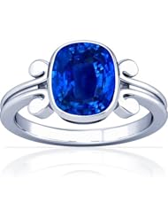 18K White Gold Cushion Cut Blue Sapphire Solitaire Ring