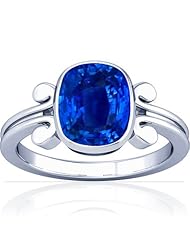 Platinum Cushion Cut Blue Sapphire Womens Astrological Ring