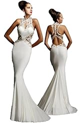 Mermaid Open-Back Applique Polyester/Spandex Evening Dress/Wedding Dress 