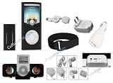 Cuffu iPod Nano 4 (4th Generation) Great Deal Combo Package Black Skin Case Cover & Home Charger , Car Charger, Data Cable & Armband & Black Ipod Speakr (6 in 1) in Only One LOWEST Shipping Rate - Great Holiday Gift