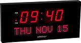 SolidDesign Big Digital LED Clock (Red LED - 16 inches) with Calendar - Shelf or Wall Mount