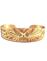 14K Yellow Gold Northwest Coast Native American Tribal Bird Bracelet. Made in USA.