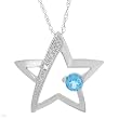 Necklace With Precious Stones - Genuine Diamond and Topaz Well Made in White Gold Length 18in