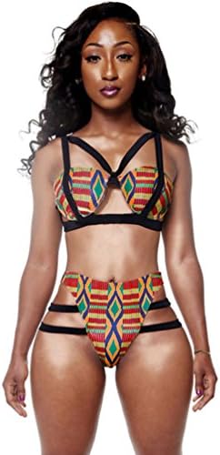 Lovely Angelina house 2016 fashion African Print Inspired Two Piece Bathing Suit
