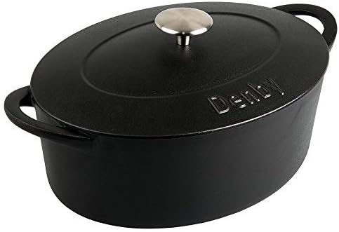 Denby CIJ-583 Cast Iron Oval Covered Casserole, 4.2-Liter, Black by Denby USA Limited