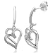 Sterling Silver Diamond Heart Earrings (0.05 cttw, I-J Color, I3 Clarity)