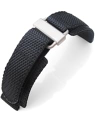 MiLTAT 22mm Honeycomb Black Nylon Velcro Fastener Watch Strap Sandblasted Stainless Buckle, XL
