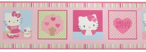 Bedtime Originals Hello Kitty and Puppy Wallpaper Border - Pink