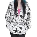Stars Print Skinny Fit Hoodie (White/Black)