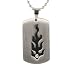Stainless Steel Cubic Zirconia & Flame Design Dog Tag Pendant Necklace