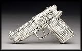Silver Star "Rhinestone Glok" Metal Gun Belt Buckle