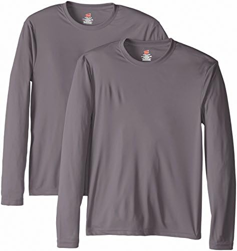 Hanes Men's 2 Pack Long Sleeve Cooldri UPF 50+ Tee