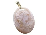 Pink Mother Of Pearl Lady Victoria Cameo Pendant, 14k Gold