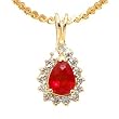 14K Yellow Gold Ruby and Diamond Pendant