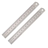 uxcell　直尺　メトリック　直尺　測定ツール　ステンレス鋼　15cm　シルバートーン　2個入り