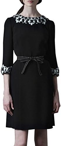 ZHYLIYT Women's Elegant Fashion Round Neck Mid Sleeves Beaded Mini Dress