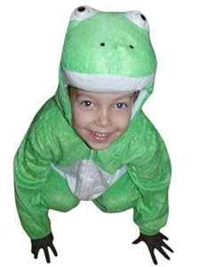 J01 Talla 98-104 Disfraz de rana para bebés y niños pequeños, cómodo para llevar encima de la ropa
