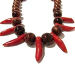 Coral Necklace 01 Choker Tigers Eye Wood Brown Red Crystal Healing 15