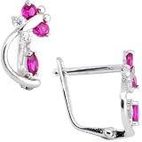14K White Gold Hot Pink Cubic Zirconia Dragonfly Earrings