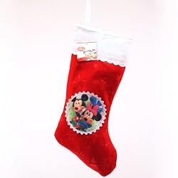 BIG Disney Micky Minnie Santa Christmas X-mas Stocking Red with White