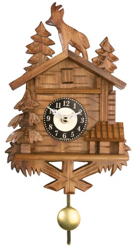 River City Clocks Quartz Novelty Clock -  Chalet with Billy Goat on Roof - 8 Inches Tall - Model # 137-08QP