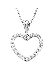 14K White Gold Diamond Heart Pendant with Chain- 0.50 Ct. -- LIFETIME WARRANTY