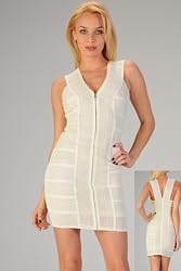 Mesh Knit Zippered Bandage Dress Body Con Bodycon By Wow Couture