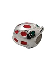 Zable(tm) Sterling Silver Strawberry with Red Enam Bead / Charm