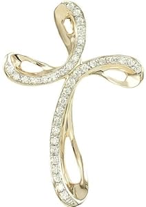 0.19tcw 14 Karat Yellow Gold Diamond Cross