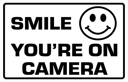 Imprint 360 AS-IMP112C  Premium Smile you’re On Camera Sign, Laser Engraved Acrylic and UV Stable, for Indoor and Outdoor Use, 2.25″ x 3.5″, White/Black