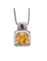 Alesandro Menegati 14K Accented Sterling Silver Necklace with Citrine and Garnet