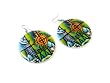 Celebration of the Elements, African Abstract Art Painting Disc Earrings
