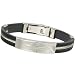 10mm Wide Stainless Steel and Rubber Cross Bracelet 8"