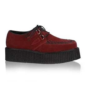 2 Inch Mens Sizing Platform Basic Veggie Suede Creeper Shoe Punk Goth Rockabilly Blue or Black or Red