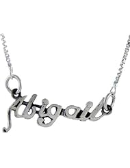 Sterling Silver ABIGAIL Name Necklace 3/8 inch, 17 inches long