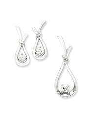Sterling Silver Cz Slide & Earring Set