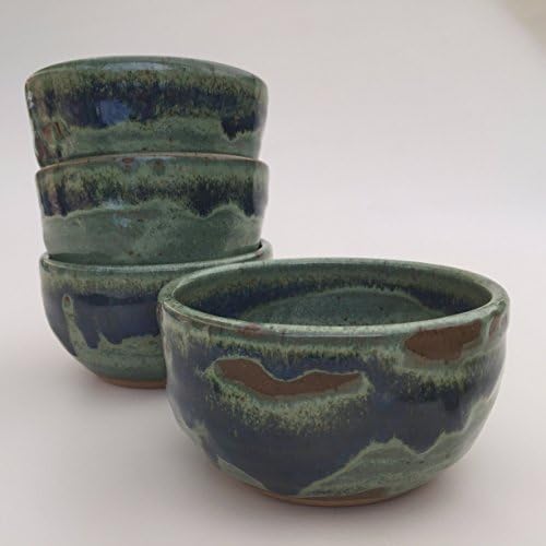 Ceramic Shaving Bowl in Green and Blue for Men - Handmade