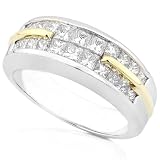 One of a Kind 1 1/4ctw Princess Diamond Ring (GH/VS-SI) in Platinum & 18kt Yellow Gold