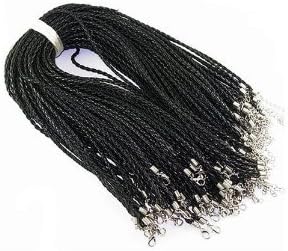 Vogholic dia.3mm Black Strands of Imitation Leather Necklace Cord 17" for DIY Jewelry Making (12pcs)